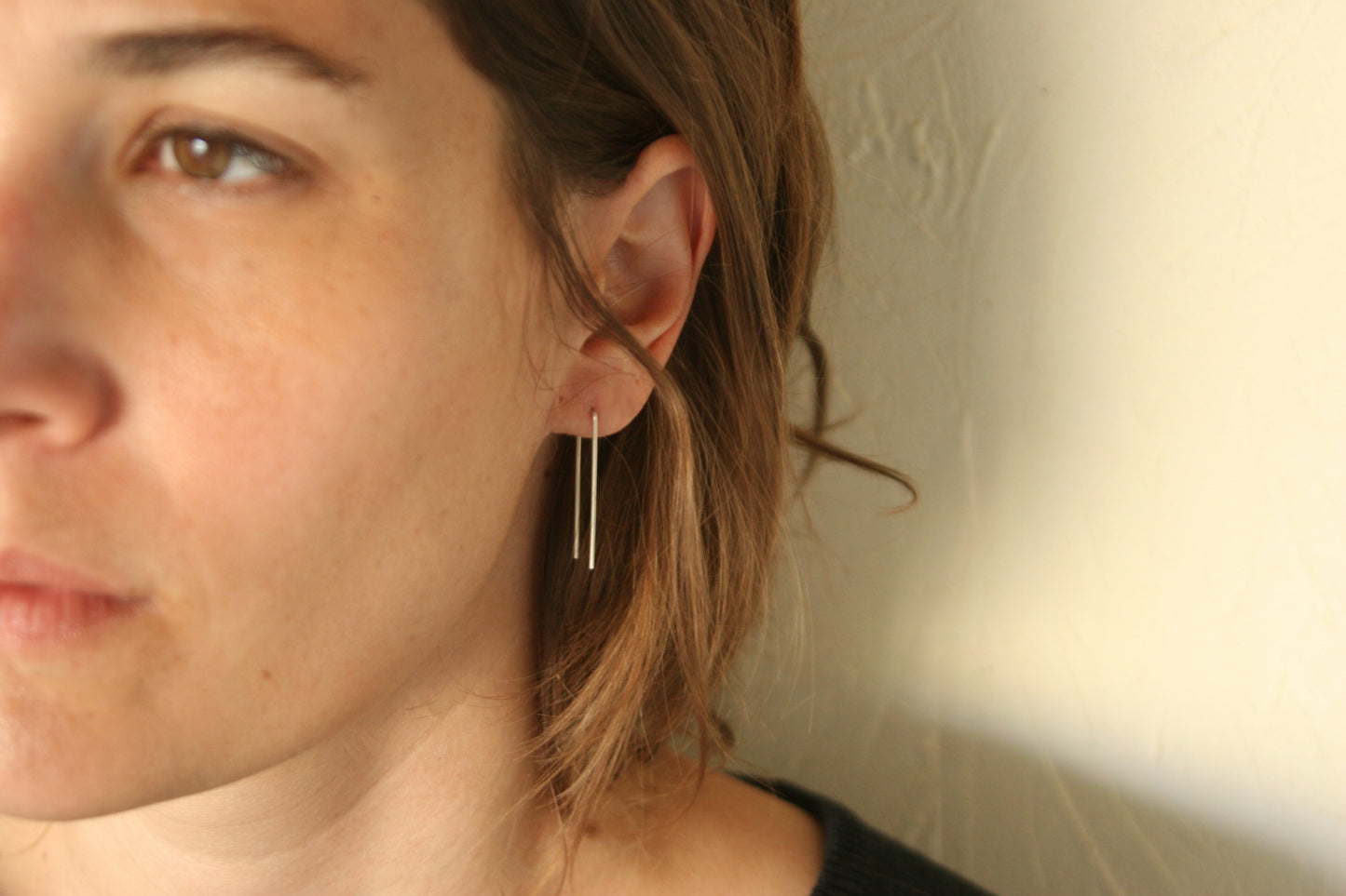 Short Dainty Threader Silver Earrings