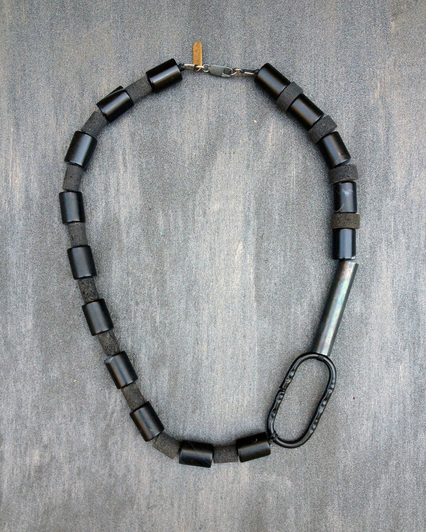 Edgy Black Onyx & Lava Statement Necklace