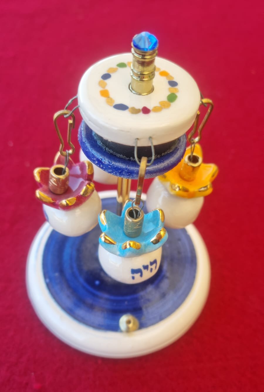 Pomegranate-Shaped Hanukkah Interactive Ceramic Carousel