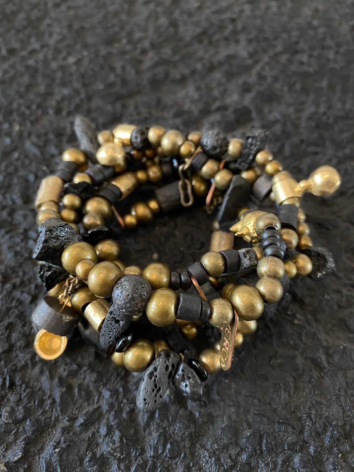 Nido Rustic Beaded Bronze Bracelet