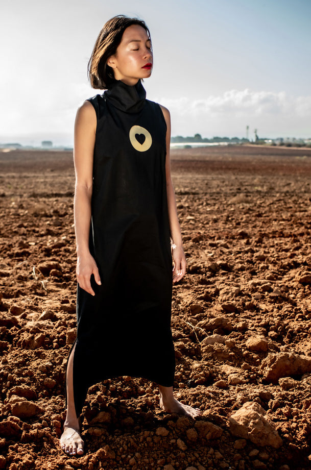 Soul Searching Symbol Black Maxi Dress