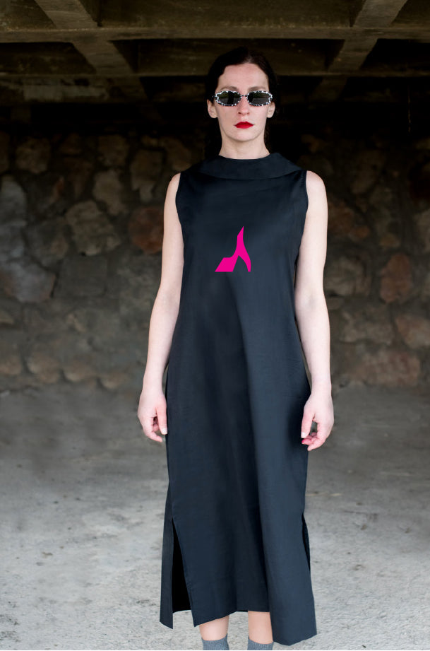 Sacred Script Symbol Black Maxi Dress