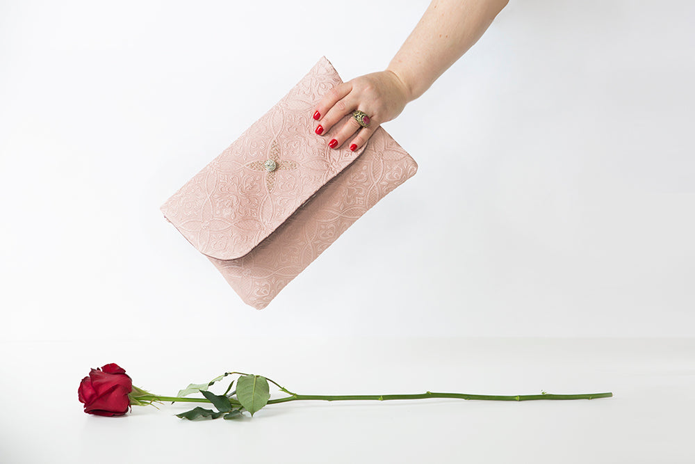 Brocade Clutch Bag for Women - "In Honor of Shabbat and Yom Tov"