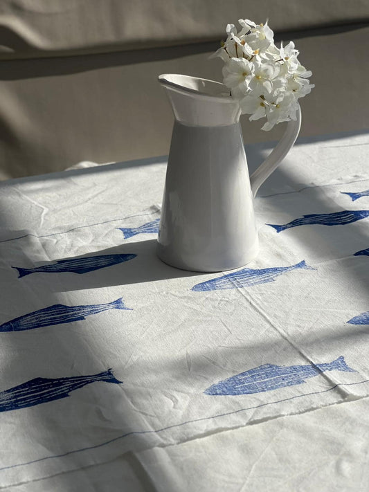 Swimming Fish Linen Tablecloth