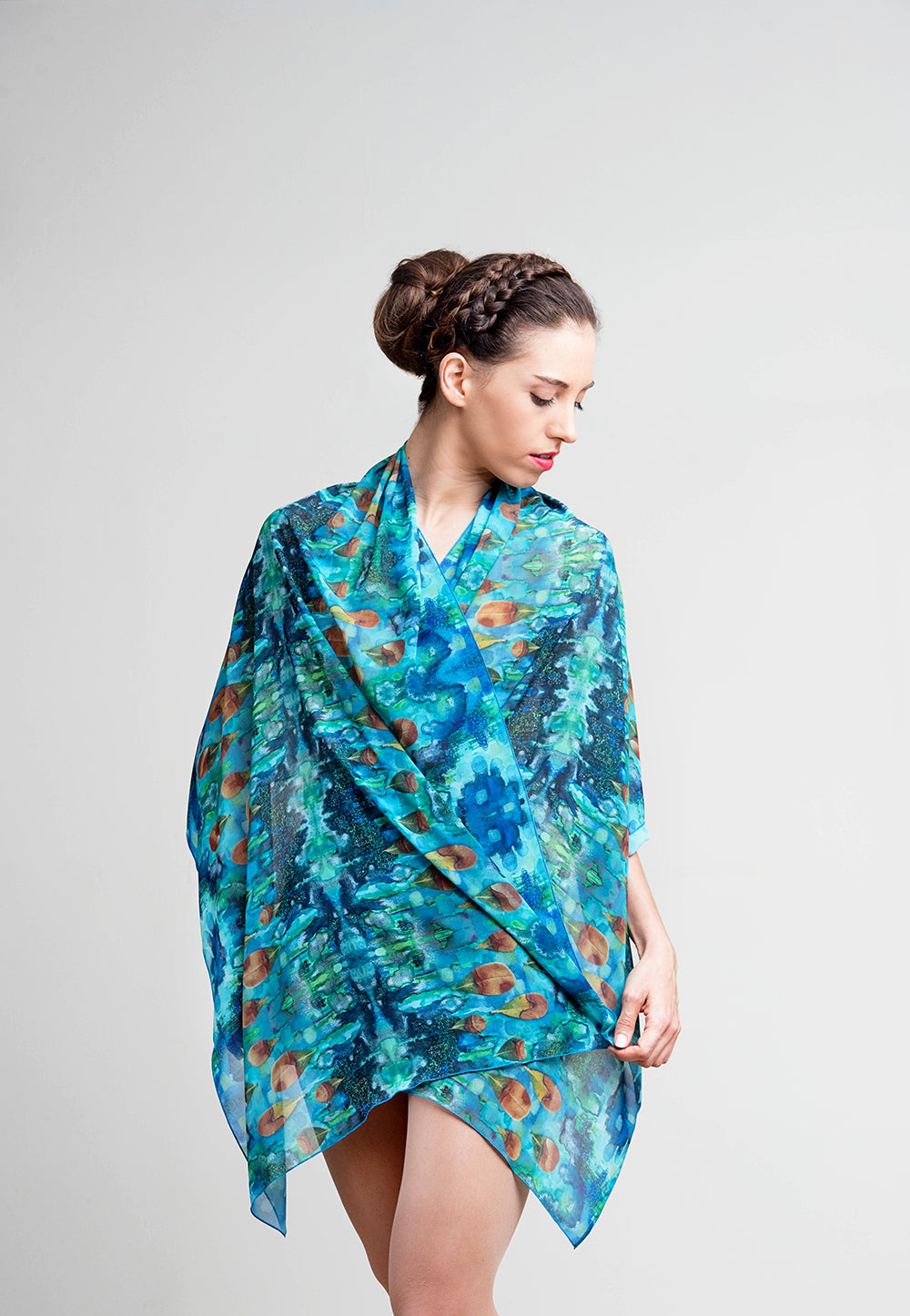 Turquoise Kiss Handmade Chiffon Scarf